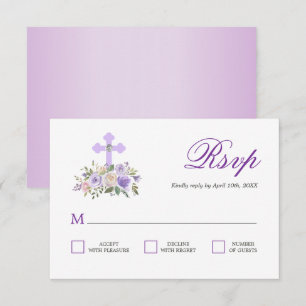 RSVP Floral Lavender First Holy Communion Card