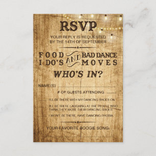 RSVP for wedding Food, I Do's and Bad Dance Moves Card
