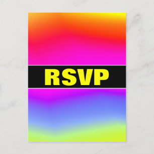 "RSVP" + Fun Multicolored Rainbow-Like Pattern Invitation Postcard