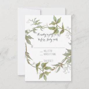 RSVP Garden Foliage Laurel Wreath Rustic Wedding Card