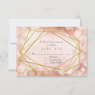 RSVP Geometric Polygon Bokeh Twinkling Lights Pink Card