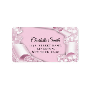 RSVP Glitter Sweet 16th 15th  Pink Blush Label