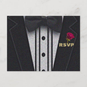 RSVP   Glitter Tuxedo Invitation Postcard