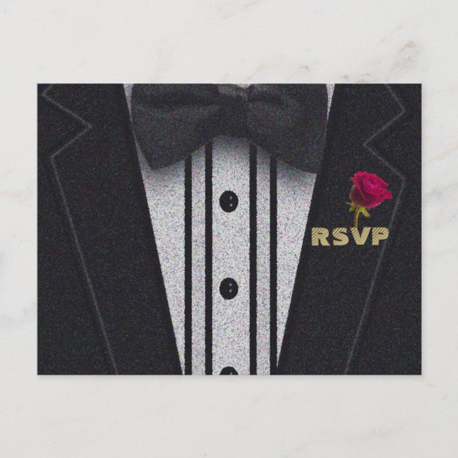 RSVP | Glitter Tuxedo Invitation Postcard (Front)