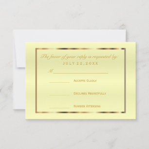 RSVP  Gold and Pale Yellow Satin Card