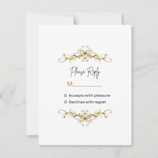 RSVP Gold Scroll Corner Frame Response Card (Front)