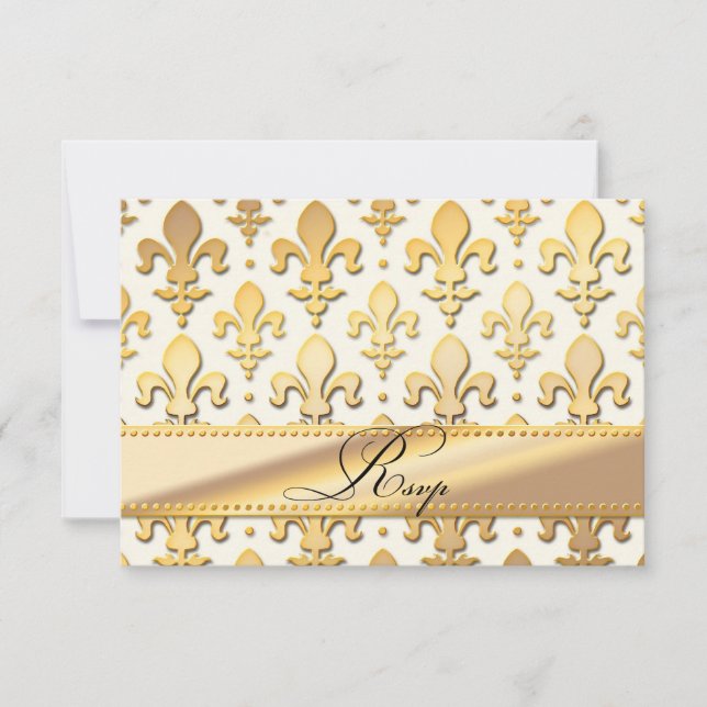 RSVP Gold Wedding Anniversary, Fleur de Lis (Front)