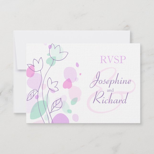 RSVP Graphic modern flower petals wedding purple (Front)