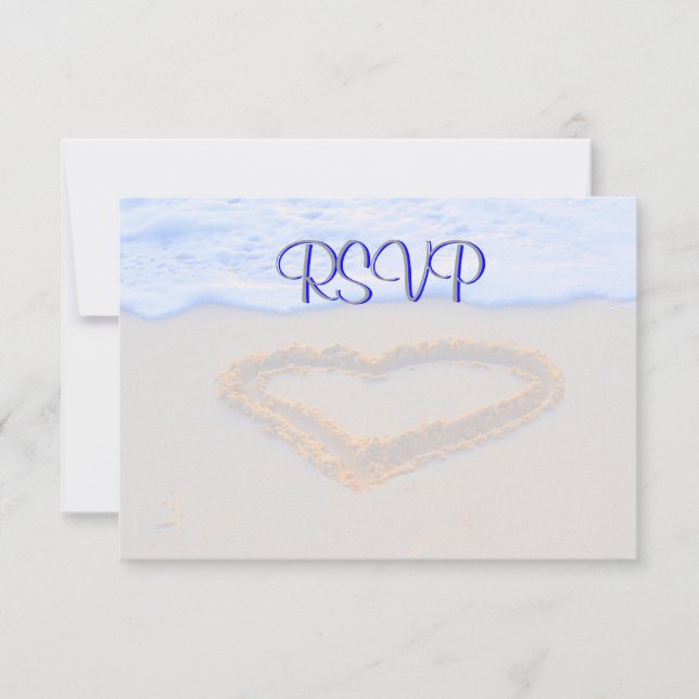 RSVP Guest Reply Enclosure Heart in Sand Card (Front)