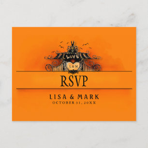 RSVP Halloween Postcard - Orange & Black Love