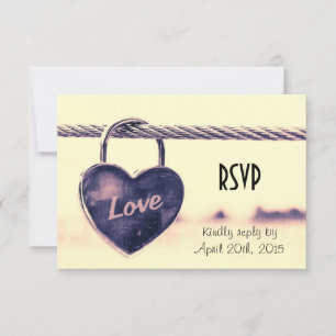 RSVP Heart Shaped Love Padlock Attached to a Rope