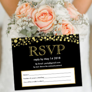RSVP invite postcard  black and gold