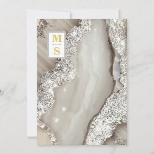 *~ RSVP IVORY Silver QR Initials AR66 Wedding Invitation