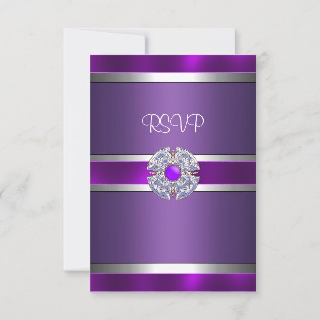 RSVP Jewelled Purple Silver Trim Birthday Party 3 (Front)