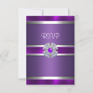 RSVP Jewelled Purple Silver Trim Birthday Party 3 Card
