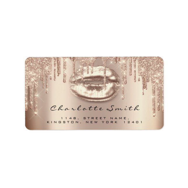 RSVP Kiss Rose Lips Sparkly Glitter Makeup Artist Label (Front)