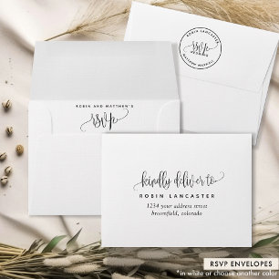 RSVP, Kraft Style Rustic Monogram and Script Envelope
