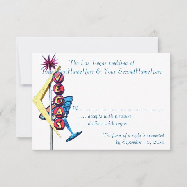 RSVP Las Vegas Celebrations Neon Sign Card (Front)