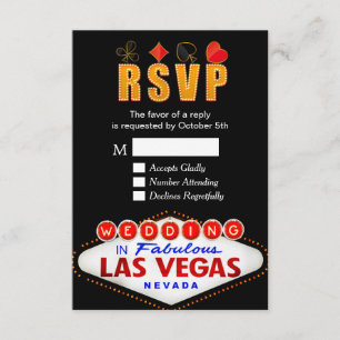 RSVP Las Vegas Sign Wedding Neon Light Reply Card