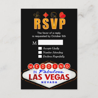 RSVP Las Vegas Sign Wedding Neon Light Reply Card
