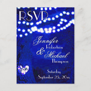 RSVP - Lights on Trees Blue Invitation Postcard