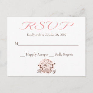 RSVP Lovebirds Pink And Brown Response Card