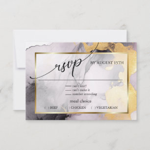 RSVP Marbled Dusty Rose Black Gold Abstract Card