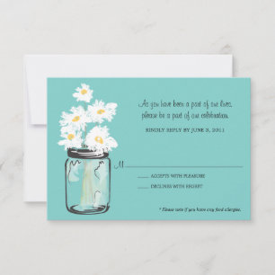 RSVP - Mason Jar filled with White Daisies