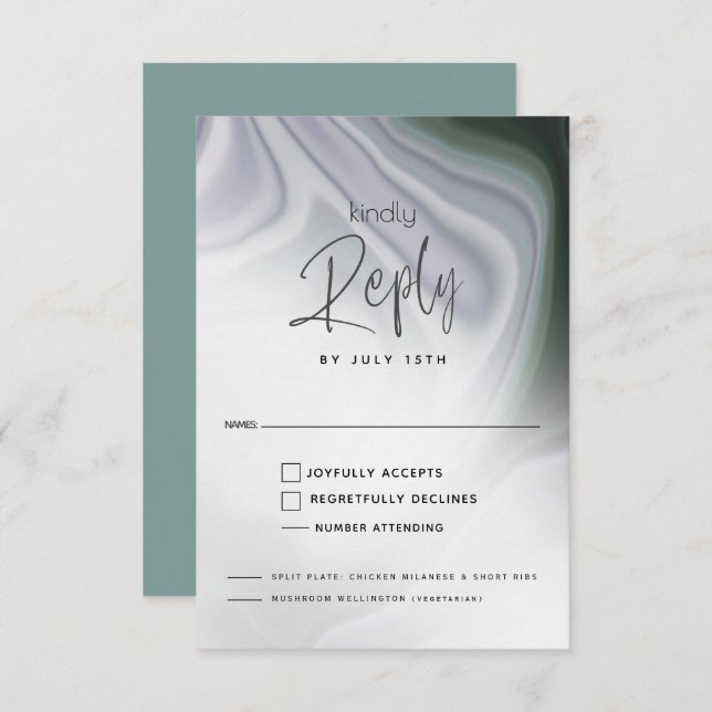 RSVP MEAL CHOICE | Dusty Jade and Violet Abstract  (Front/Back)