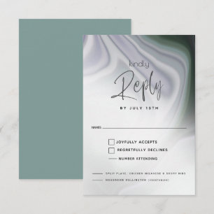 RSVP MEAL CHOICE   Dusty Jade and Violet Abstract  Card