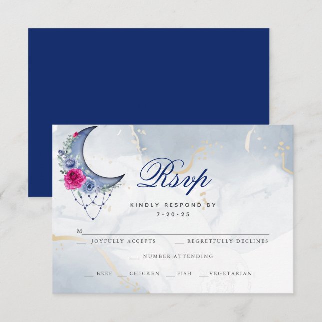 RSVP Meal Choice  |  Navy Custom  Watercolor  Wash (Front/Back)