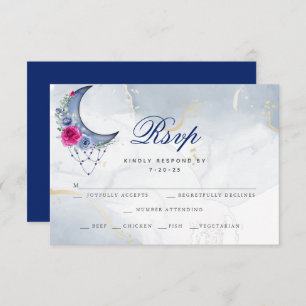 RSVP Meal Choice Navy Custom Watercolor Wash
