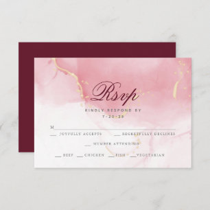 RSVP Meal Choice Pink Maroon Watercolor Wash