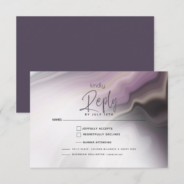 RSVP MEAL CHOICE | Plum Purple Airbrush Marble (Front/Back)