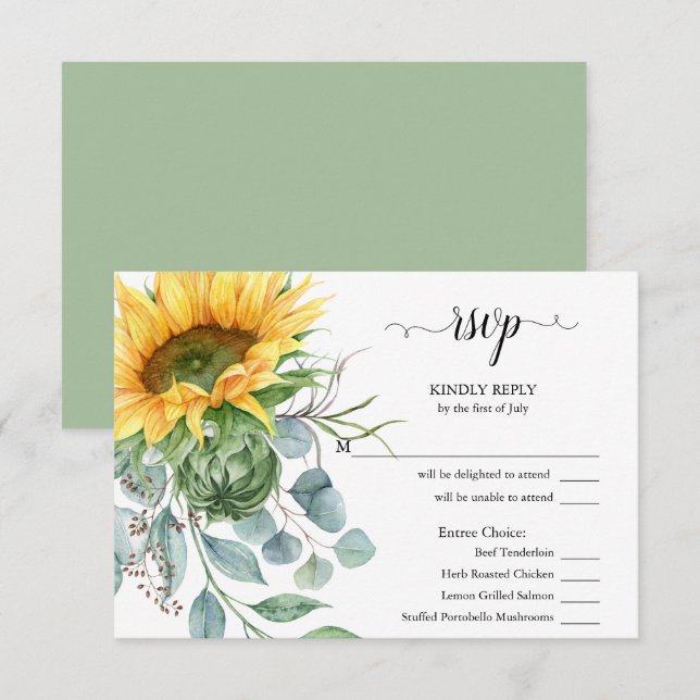 RSVP Meal Choice Rustic Sunflowers (Front/Back)
