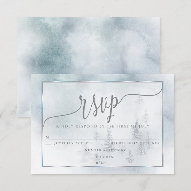 RSVP Meal Choice  |  Silver Blue Winter Wonderland (Front/Back)