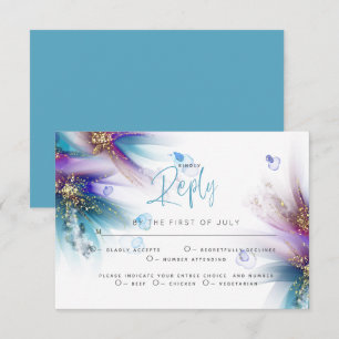 RSVP MEAL CHOICE   Teal Purple Abstract Floral
