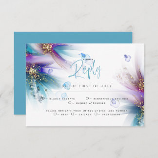 RSVP MEAL CHOICE | Teal Purple Abstract Floral