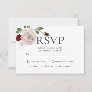RSVP   Menu Choices Watercolor Dusty  Blush Roses