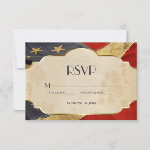 RSVP Military Wedding  Patriotic Vintage Flag
