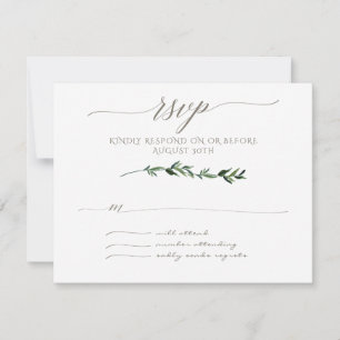 RSVP Minimalist Modern Leaf Leaves Art Typography Card