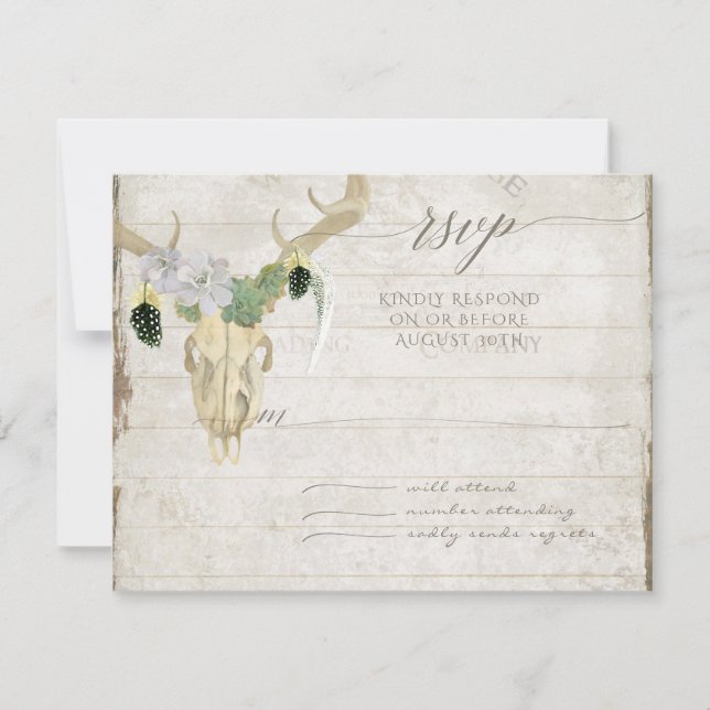 RSVP Minimalist Western Cactus Deer Skull Antlers (Front)