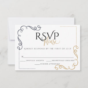 RSVP     Modern Black and Gold  Minimal