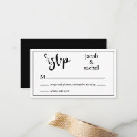 RSVP Modern Black and White Wedding