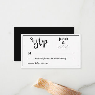 RSVP Modern Black and White Wedding Card