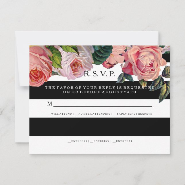 RSVP MODERN Chic Wide Stripes w Vintage Roses (Front)