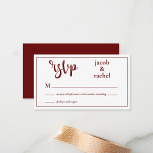 RSVP Modern Dark Red Burgundy Wedding RSVP Card