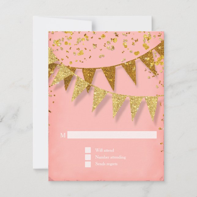 RSVP Modern Pennant Banner w Glitter Confetti Card (Front)