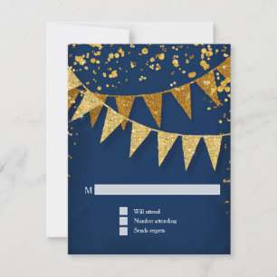 RSVP Modern Pennant Banner w Glitter Confetti Card