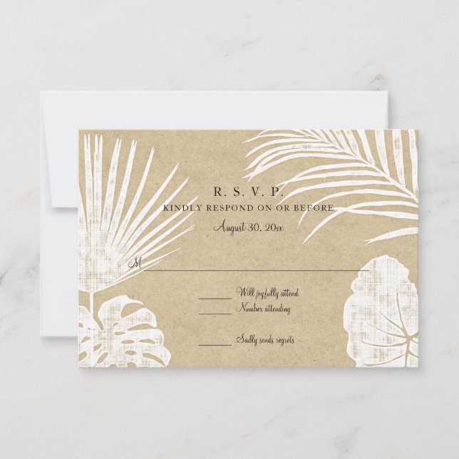 RSVP Modern Simple Kraft Tropical Leaf Beach Art Card (Front)